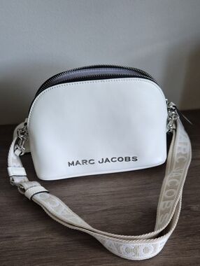 Marc Jacobs White Leather Dome Crossbody with Logo Strap